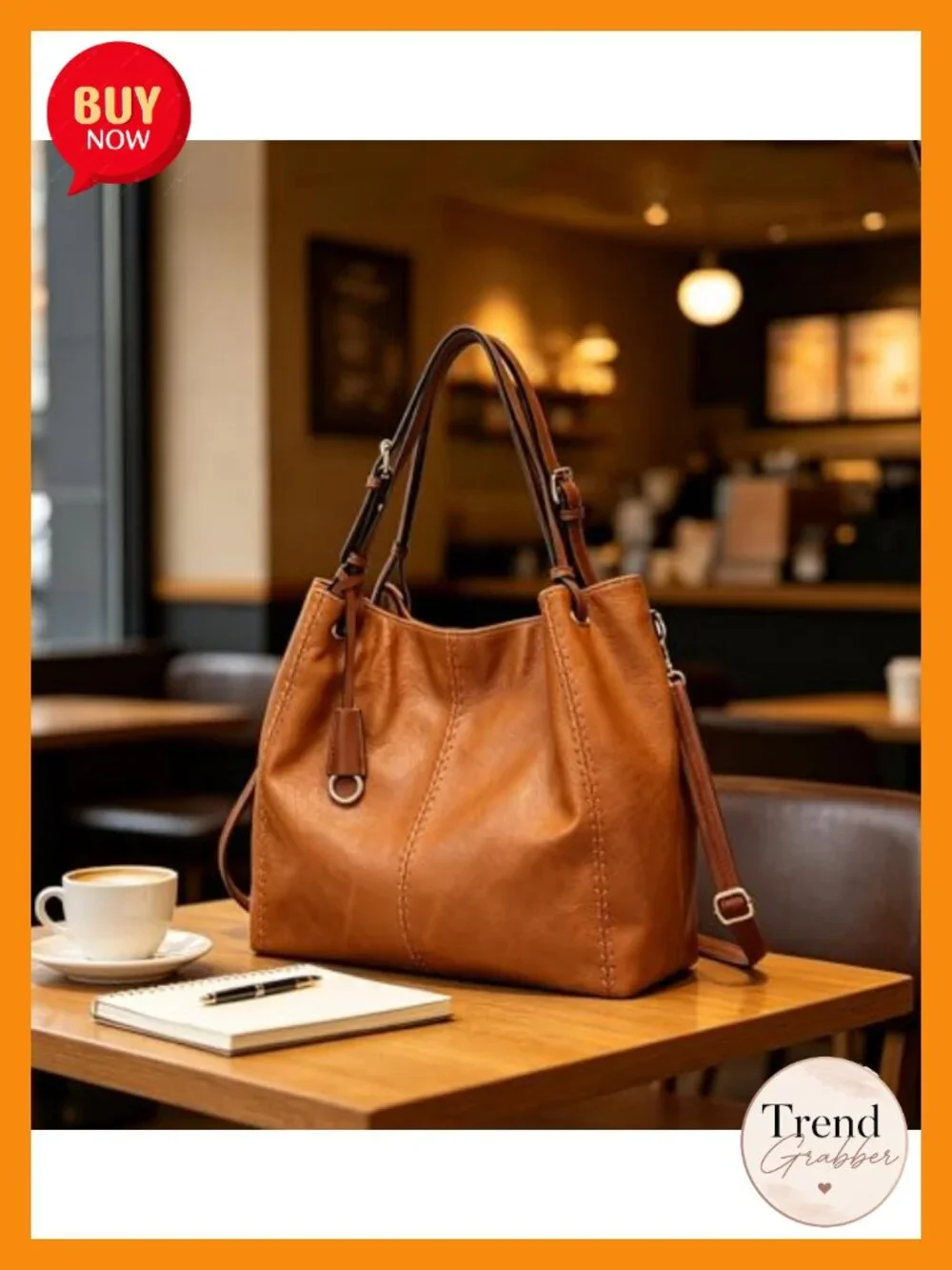 Vintage PU Leather Hobo Shoulder Bag Tote Purse with Rivets
